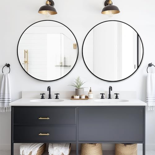Black Round Mirror 26 Inch, Wall Circle Mirror - Image 2
