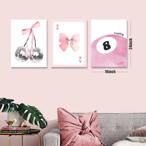 Framed Pink Canvas Wall Decor Set of 3, Girls Preppy Room Decor Picture - Image 5