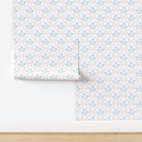 Spoonflower Preppy Bow Floral Peel and Stick Wallpaper - Image 4