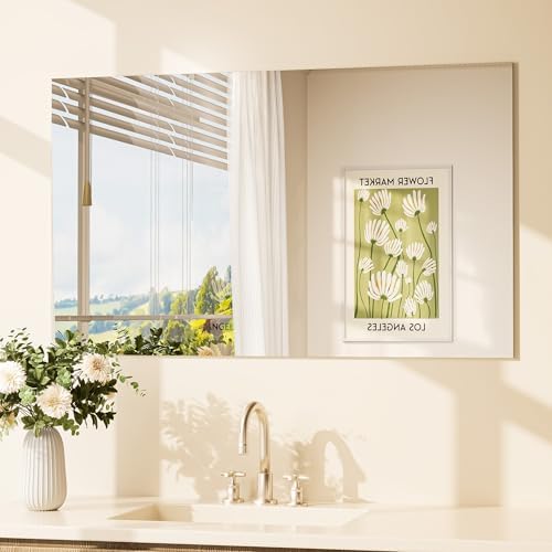 TETOTE Frameless Vanity Mirror 40" x 24" Large Bathroom Mirror by TETOTE