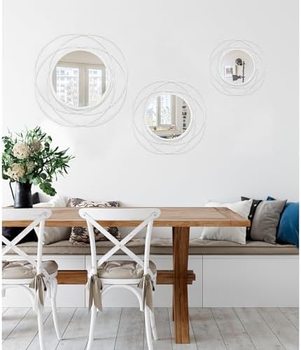 24 inch Round Mirror White, Circle Wall Mirror - Image 6