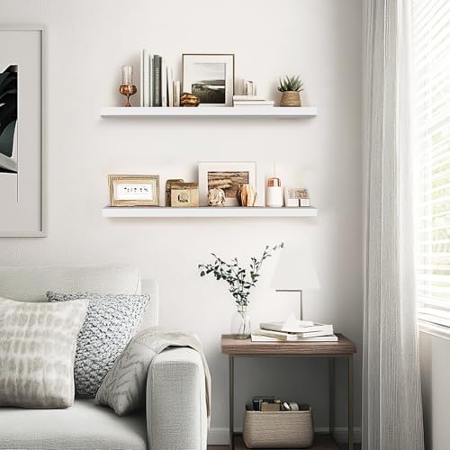 16x5.8x0.8in Floating Wall Shelves Rustic Solid Wood 2-Pack - Image 6