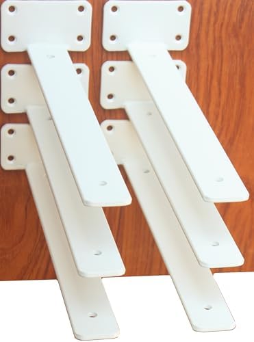 6 Pack - 12 inch White Hidden L Shelf Bracket Iron Floating Shelf Brackets by MHMYDZ