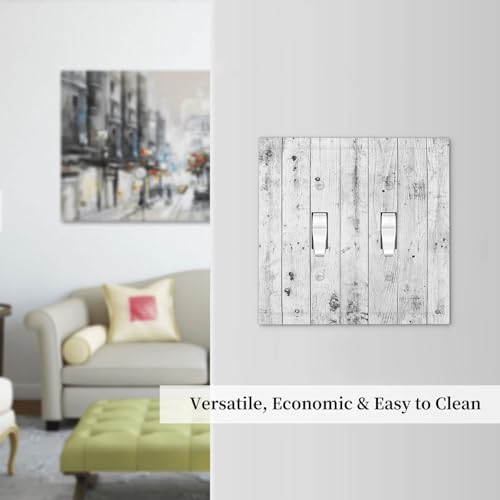 Decorative Switch Plates Rustic White Grey Wood Grain 2 Gang Double Toggle Wall - Image 7