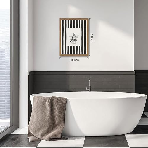 Framed Vintage Bathroom Cat Canvas Wall Art, Funny Black Sketch Cat Reading - Image 4