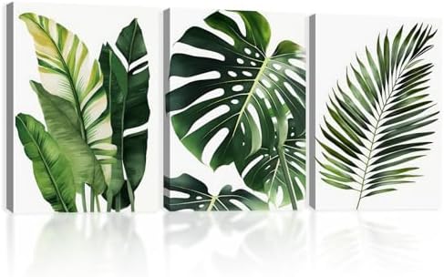 RZIGERNO 3 Pcs Tropical Botanical Leaf Canvas Prints Wall Art 16x24 Inch by Unknown