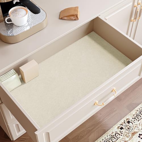 Cream White Velvet Drawer Liner Self Adhesive Velvet Fabric Felt Dresser Shelf - Image 6