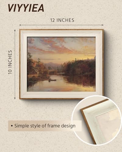 VIYYIEA Framed Dusk Lake Wall Art, Vintage Fall Landscape Print, 12×10 Inch - Image 2