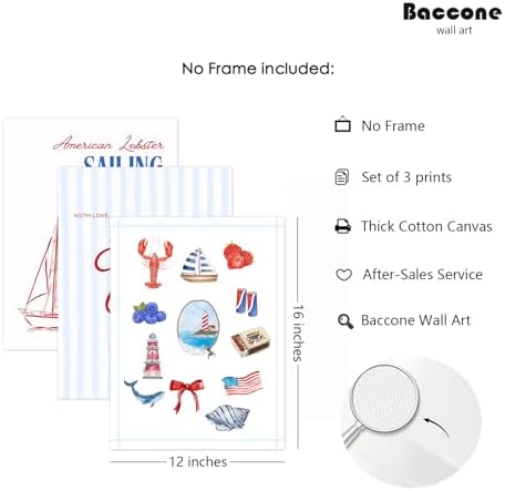Baccone Coastal Wall Art Preppy Aesthetic Wall Decor Trendy East Coast Wall Art - Image 2