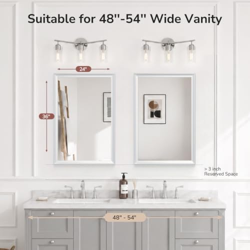 USHOWER 2 Pack 24x36 Inch Brushed Nickel Bathroom Mirrors - Image 2