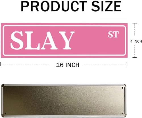Slay St Tin Sign Preppy Room Decor Funny Pink Poster Street Sign Pink Room Decor - Image 2