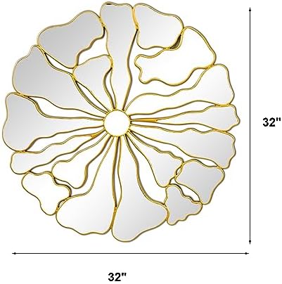 Gold Wall Mirrors Decorative, 32” Large Round Mirrors - Image 2