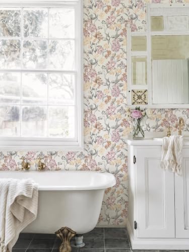 Dimoon Floral Wallpaper Peel and Stick Vintage Contact Paper Blush Pink - Image 2
