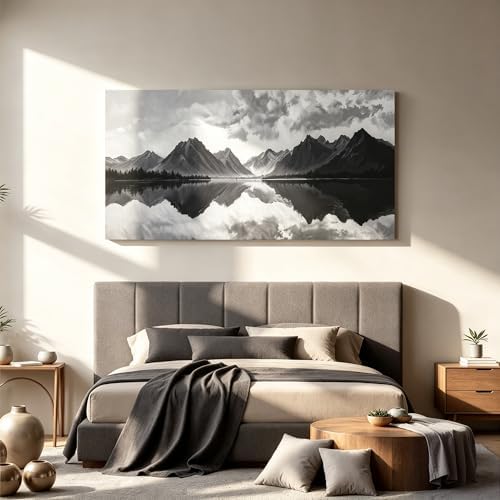 I@U Modern Black And White Wall Art Decor Mountain Landscape Artwork - Image 6