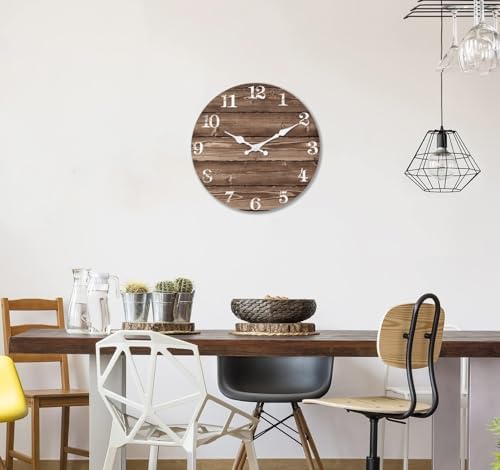 XFM Brown Wooden Wall Clock 24 Inch Large Farmhouse Decor - Image 2