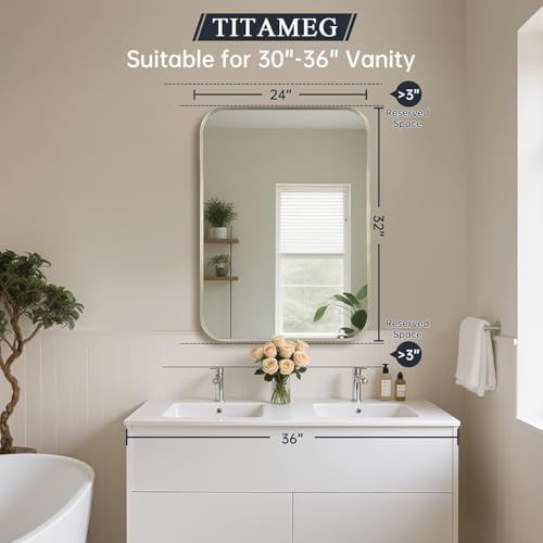 Brushed Nickel Bathroom Mirror for Over Sink, Modern Decorative Vanity Mirror - Image 7