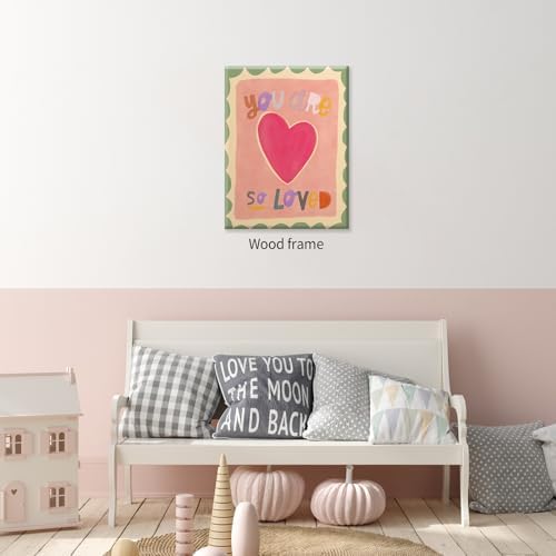 Watercolour You Are So Loved Wall Art Cute Pink Hand Drawn Heart Canvas Poster - Image 6