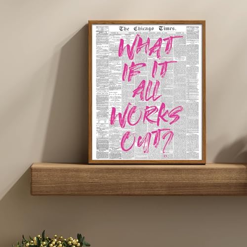 uniro What If It All Works Out Newspaper Print Vintage Trendy Wall Art Cute - Image 2