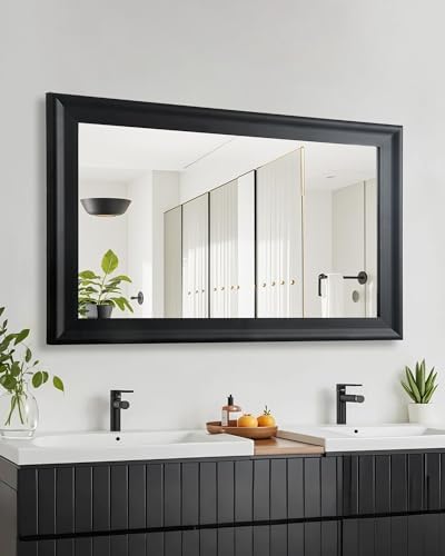 Black Wall Mirror for Bathroom, Rectangle Rustic Large 30 x 48 inch Mirrors - Image 2