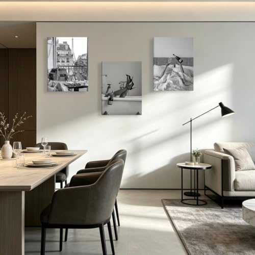 Liacxony 3Pcs Trendy Black and White French Wall Art, 16x12 Inch Framed - Image 5