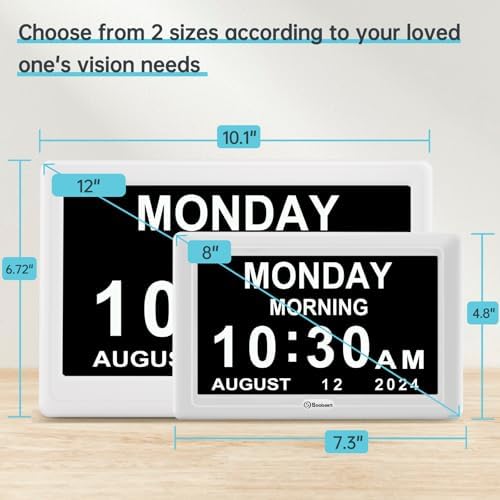 Soobest 12” Dementia Clocks for Seniors Extra Large, Digital Date Day Clock - Image 2