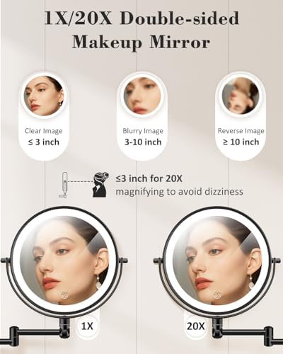 20X 9" Wall Mounted Magnifying Makeup Mirror - Image 3