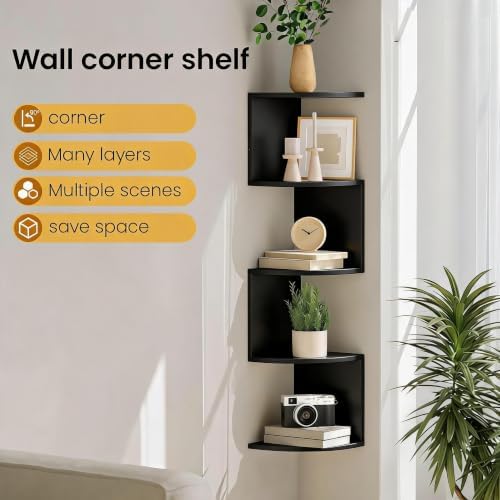 5-Tier Corner Shelf, Floating Corner Shelf Wall Mounted - Image 5
