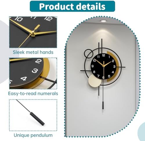 Wall Clock for Living Room Decor Modern Clock Pendulum Silent - Image 5