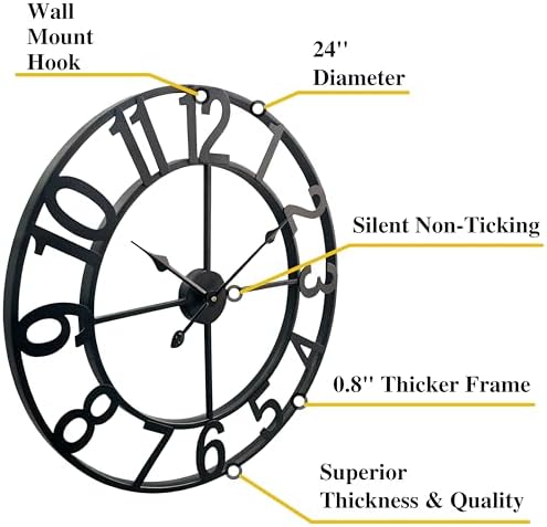 CLXEAST Silent 24 Inch Wall Clocks - Image 2