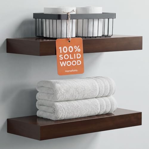 Homeforia 16 Inch Floating Shelves, High-End Solid Pine Wood by Homeforia