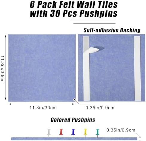 Large Cork Board 36" x 24", 6 Pack Felt Bulletin Board, Pin Boards - Image 3