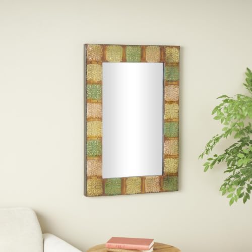 Deco 79 Metal Floral Room Wall Mirror Entryway Mirror - Image 3