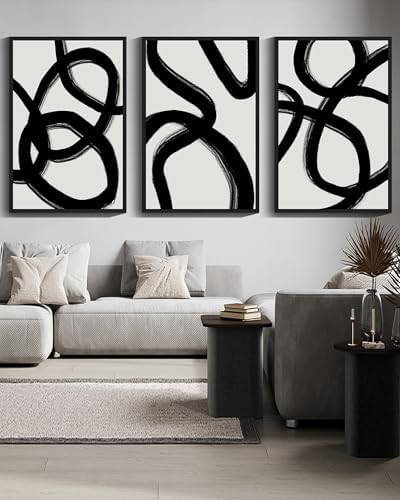 Drsoum Large 24x36in Black and Gray Abstract Framed Wall Art Decor Duotone - Image 2