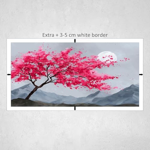 Canvas Wall Art Watercolor Japanese Sakura Tree Mountains Poster Canvas - Image 5