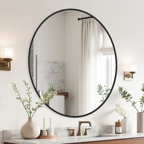 Delma 26 Inch Black Round Circle Mirror - Image 3
