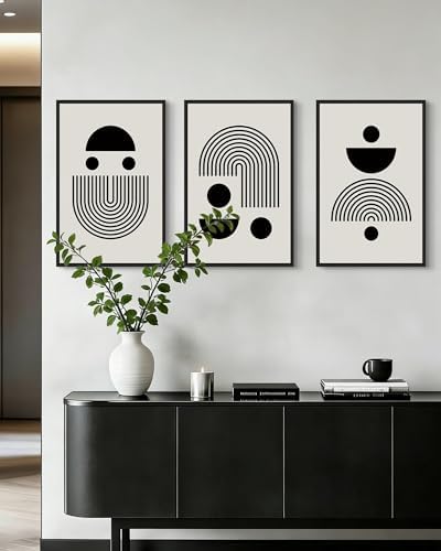 Drsoum Large 16x24in Black Abstract Framed Wall Art Decor Solid and Spiral - Image 4