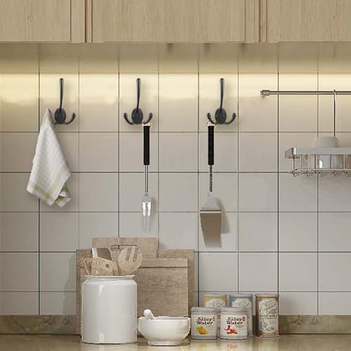 IBosins 6 Pack Black Big Heavy Duty Three Prongs Coat Hooks - Image 5