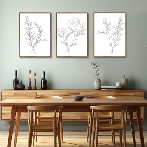 KISSFOX 3 Piece Framed Wall Art Botanical Wall Decor Floral Pictures Wildflower - Image 3