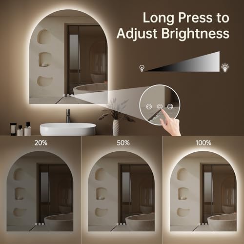 30"x36" Arched LED Lighted Bathroom Mirror - Image 3