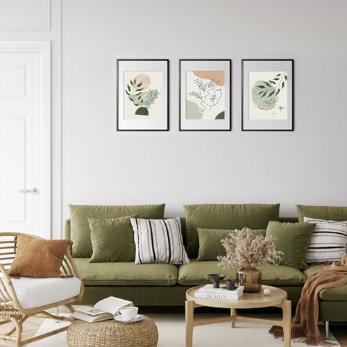 Dazzlewall 6Pcs Boho Minimalist Sage Green Canvas Wall Art 8x10 in Unframed - Image 2