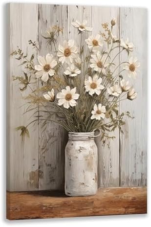 IAFWZX Wrapped Canvas Vintage White Daisy Farmhouse Wall Art 12x16 in by Unknown