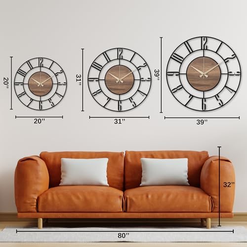 Metal Large Wall Clock, Silent Battery Operated Clocks - Image 6