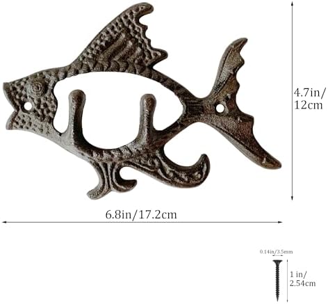 Rustic Fish-Shaped Decorative Wall Hook Rack Hangers - Image 2