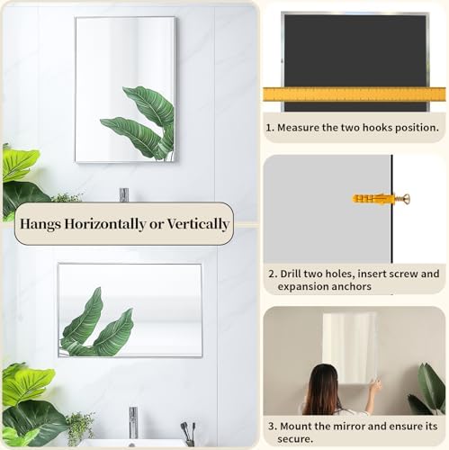 Sunniry Nickel Wall Mirror, 24x32 inch Bathroom Mirror - Image 5