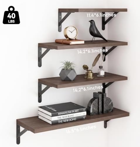 YGEOMER 4 Different Sizes Floating Shelves - Image 3