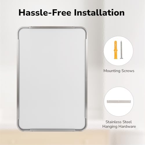 USHOWER Brushed Nickel Bathroom Mirror 24"x36" - Image 5