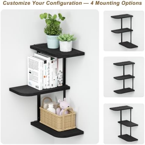 Love-KANKEI Large Corner Shelf 3-Tier, Solid Wood&Bracket - Image 6