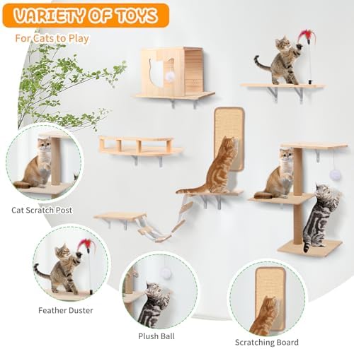 Cat Wall Shelves, Solid Wooden Wall-Mounted Cat Furniture - Image 4