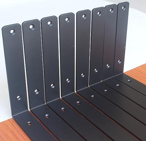 10 Pack - L 12" x H 8" x W1.5, 5mm Thick Black L Shelf Bracket, Iron Shelf - Image 3