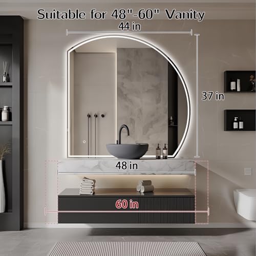 Niccy Half Moon LED Bathroom Mirrors, Irregular Backlit Vanity Mirror - Image 4